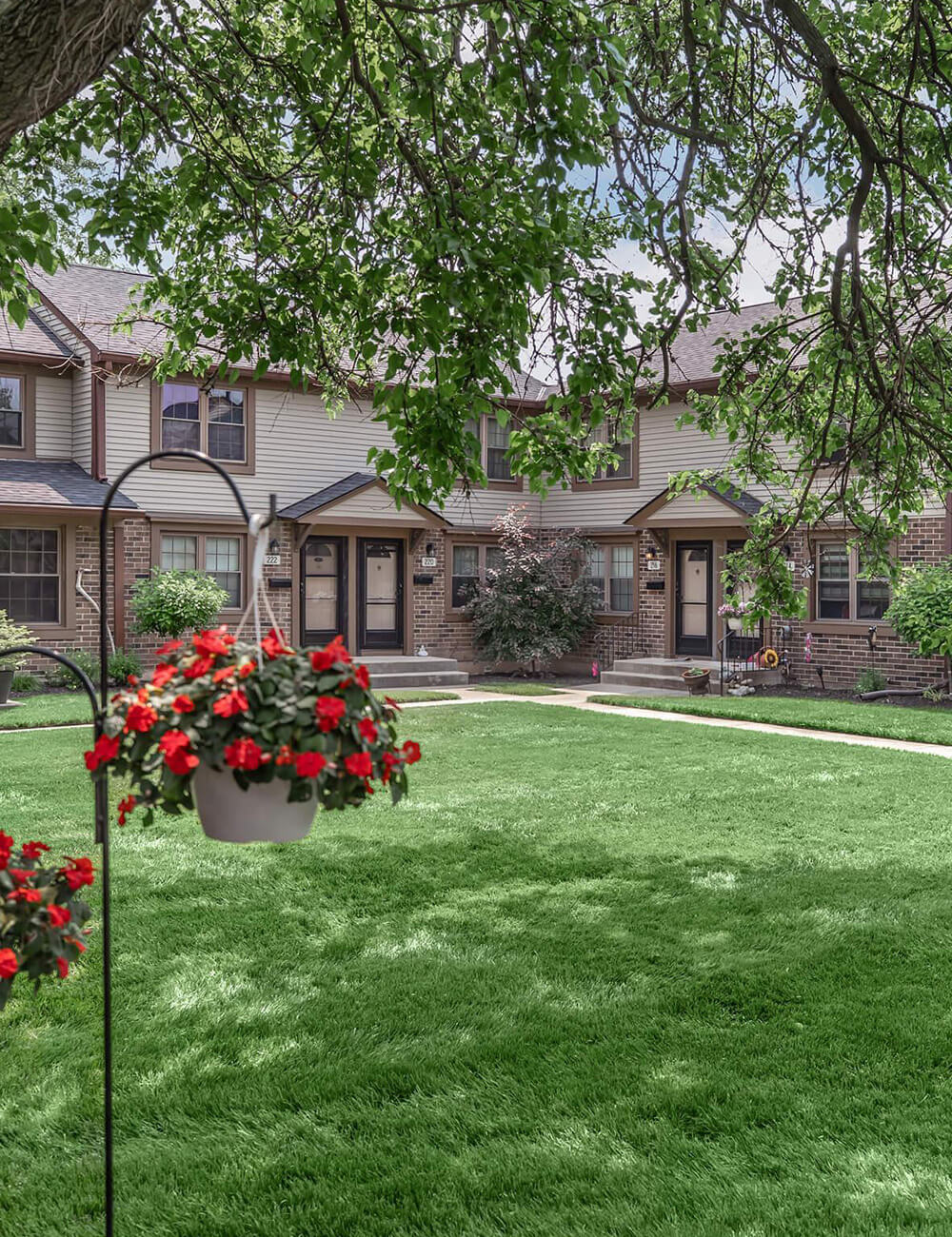 Apartment courtyard with lawn